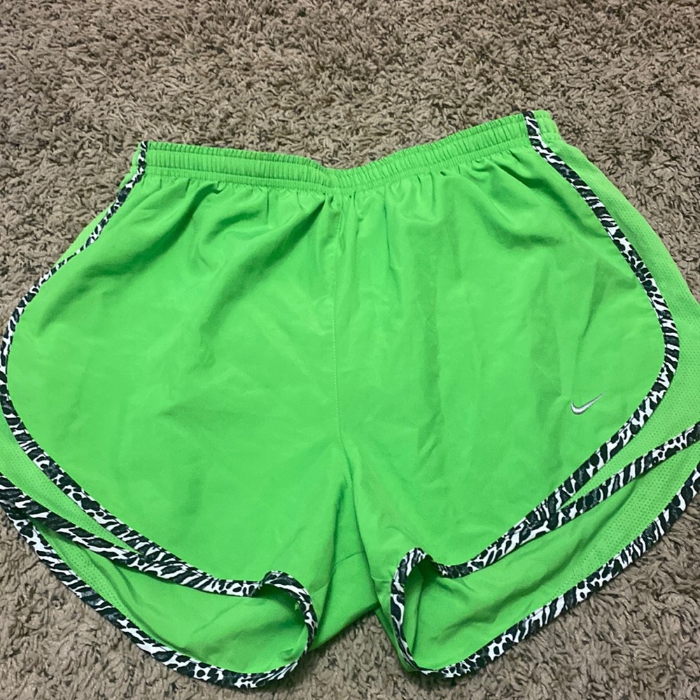 Lime green Nike shorts with lining inside